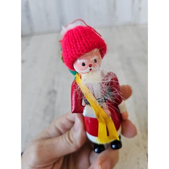 Wooden Santa vintage ornament backpack Xmas tree - Picture 7 of 8